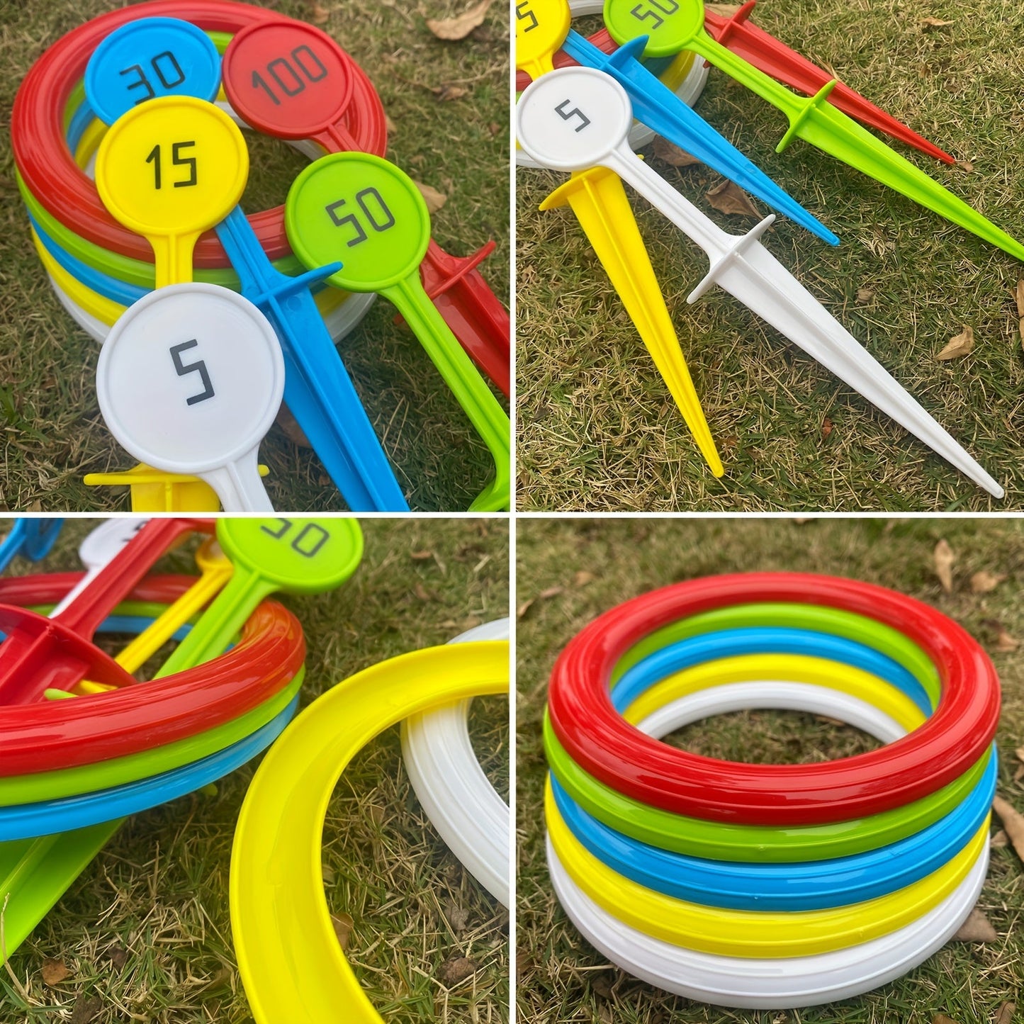 Kids' Outdoor Beach Playset – Colorful Ring Toss Game, Interactive Educational Toy Set in White/Red/Green/Blue/Yellow, Perfect for Halloween & Christmas Gifts