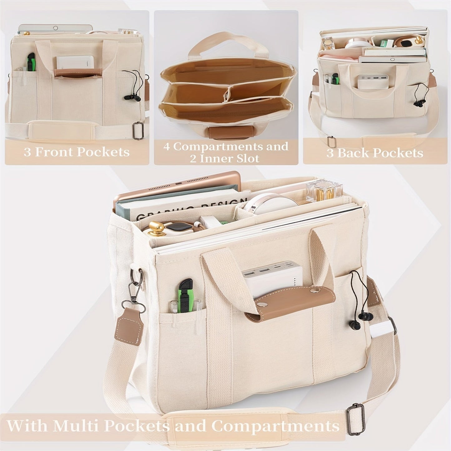 Versatile Canvas Crossbody Bag – Stylish Shoulder Strap, Multiple Compartments, Spacious Interior – Perfect for Daily Use – Women’s Fashion Accessory
