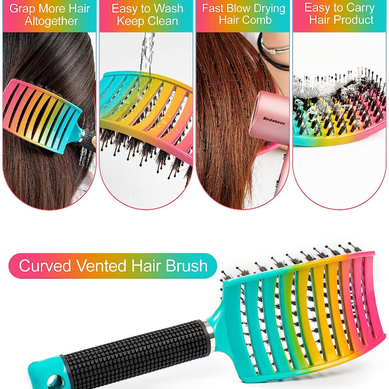 Detangling Hair Brush – Large Curved Styling Brush for All Hair Types
