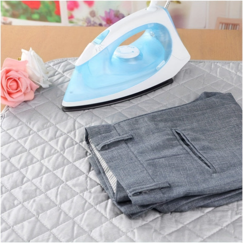 33" x 18" Deluxe Magnetic Ironing Mat - Thick Cotton Coated Silver Ironing Board with Heat-Resistant Pad | Portable, Travel-Friendly Design | Perfect for Hotel, Dormitory, Desktop Ironing