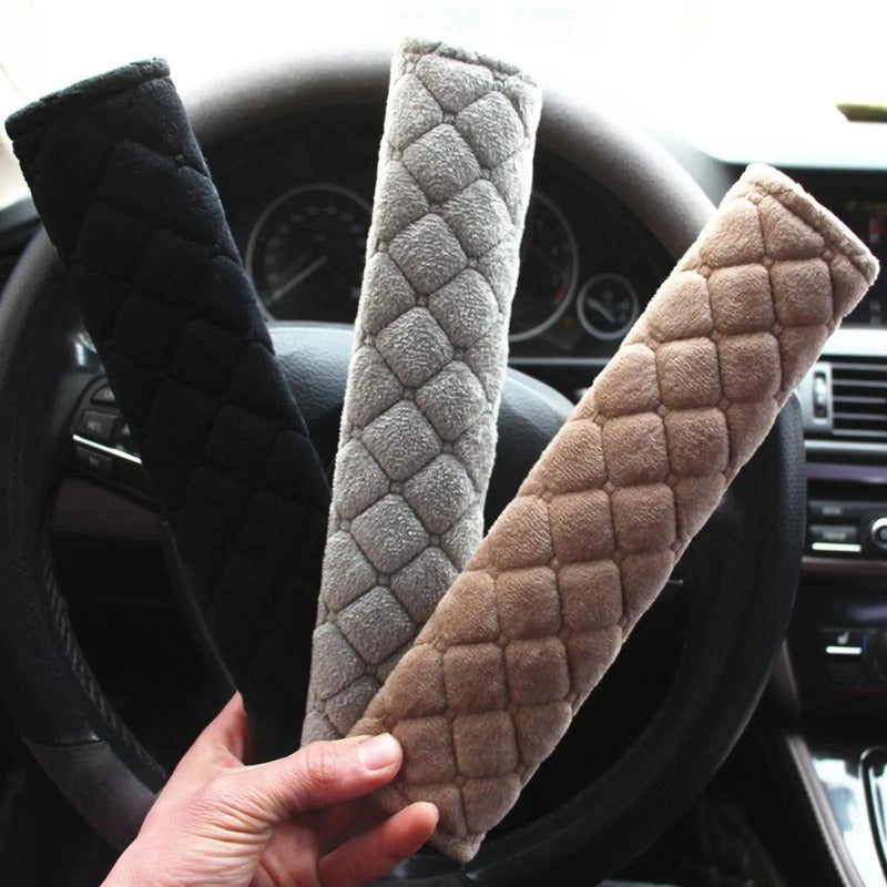 2PCS Plush Embroidered Car Seat Belt Covers β Soft, Adjustable Shoulder Pads for Comfort & Safety
