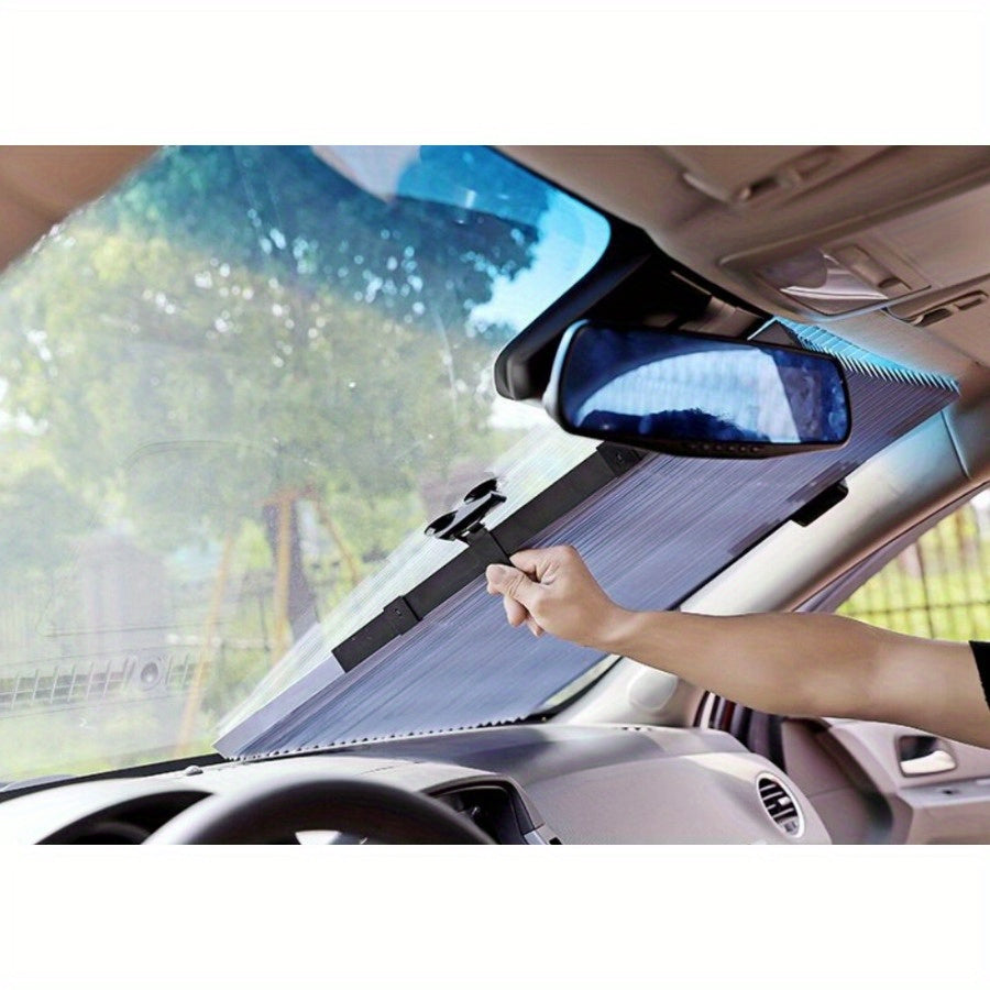 Car Rear Glass Sunshade – Retractable Folding Sunscreen for Heat Insulation, Auto Accessory