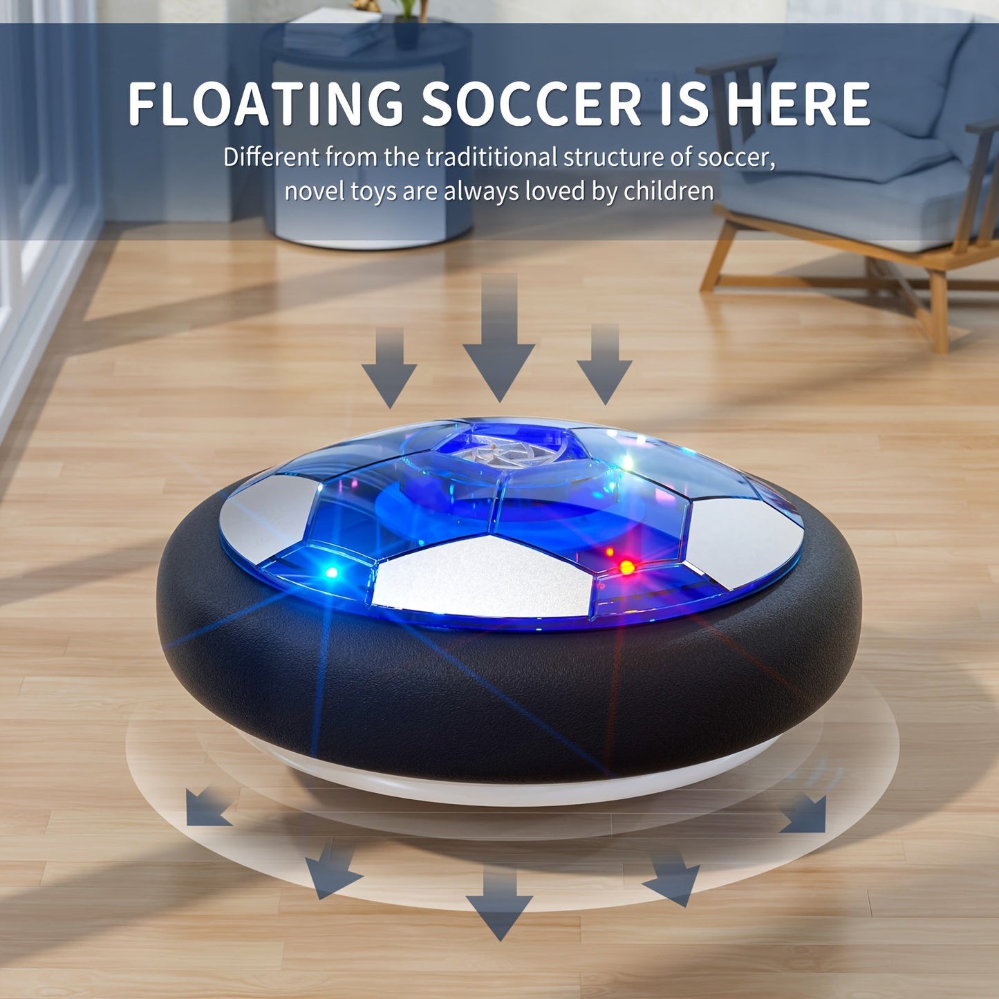 Newest Rechargeable LED Light-Up Hover Soccer Ball – Air Floating, Foam Bumper, Durable Fun Gift for Boys and Girls