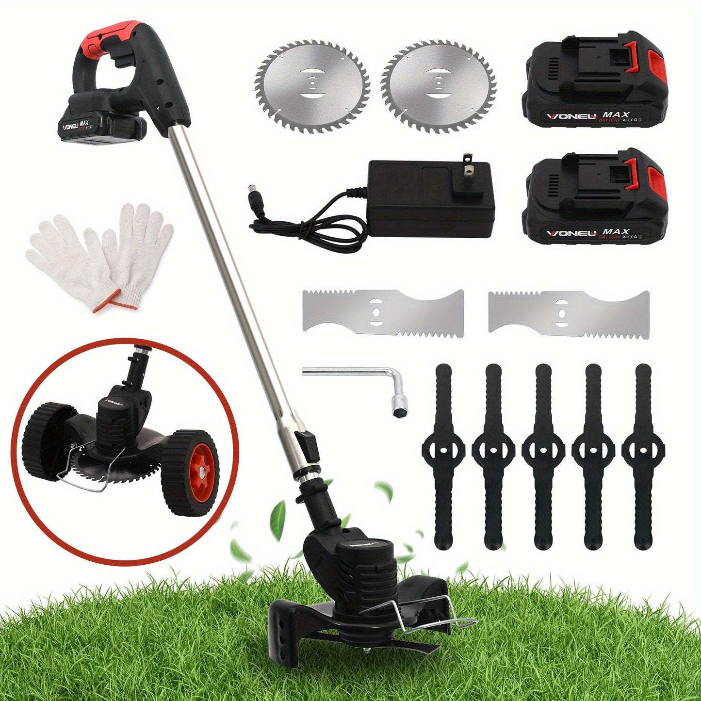 Cordless Electric Weed Wacker String Trimmer – Effortless Lawn Edging, Brush Cutting – Lightweight, Adjustable, Safety-Protected Tool for Lawn Care and Garden Maintenance