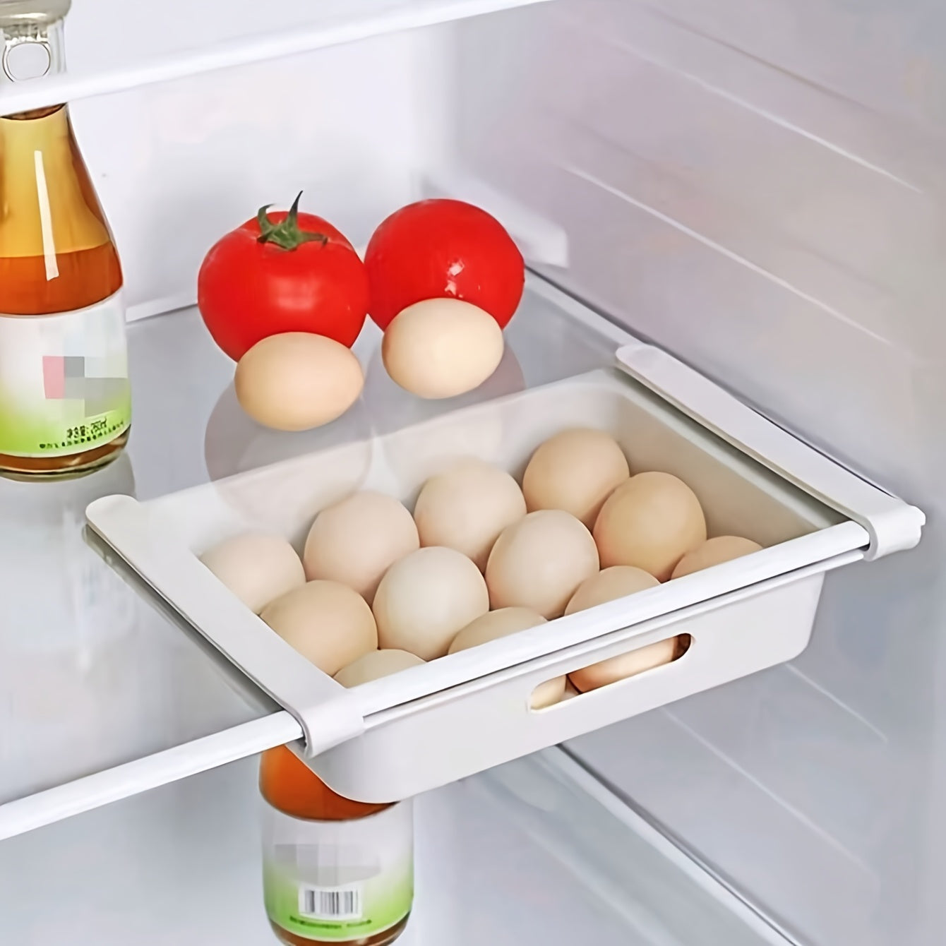 3 Pack Refrigerator Storage Bins – Pull Out Fridge Drawers with Egg Holder, Adjustable Shelving for Fruits & Veggies