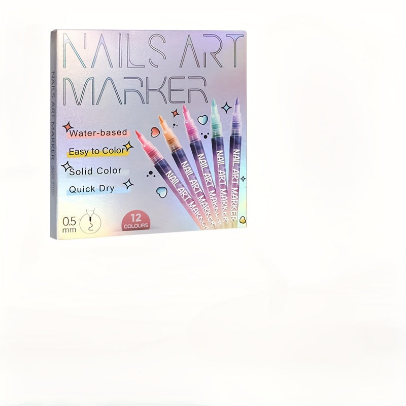 Nail Doodle Pen Set - 12 Color Acrylic Paint Pen for DIY Nail Art, Quick Drying, Precision 3D Dot Stitching, Suitable for Home and Salon Use, Professional Long-Lasting Details