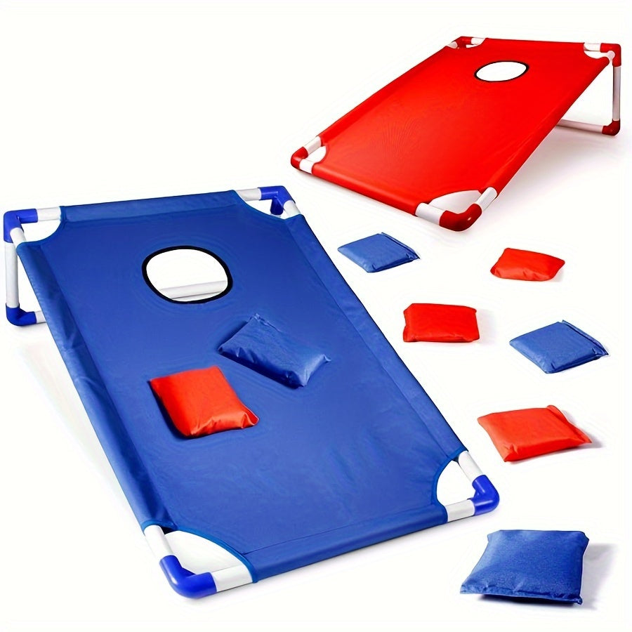 Portable Sandbag Toss Game Set - Foldable and Durable, Perfect for Outdoor Parties, Camping and Backyard Fun, Includes 6 Sandbags, Red and Blue