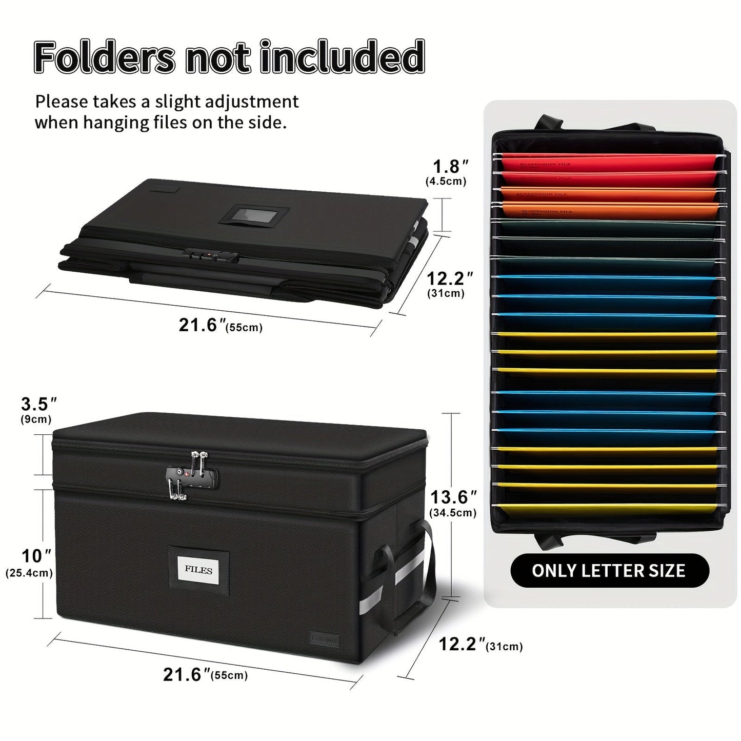 Fireproof Document Box with Lock - 2 Layer File Storage Organizer with 5 Tabs and Insert, Portable Cabinet with Handle for Letter/Legal Size Folders and Certificates