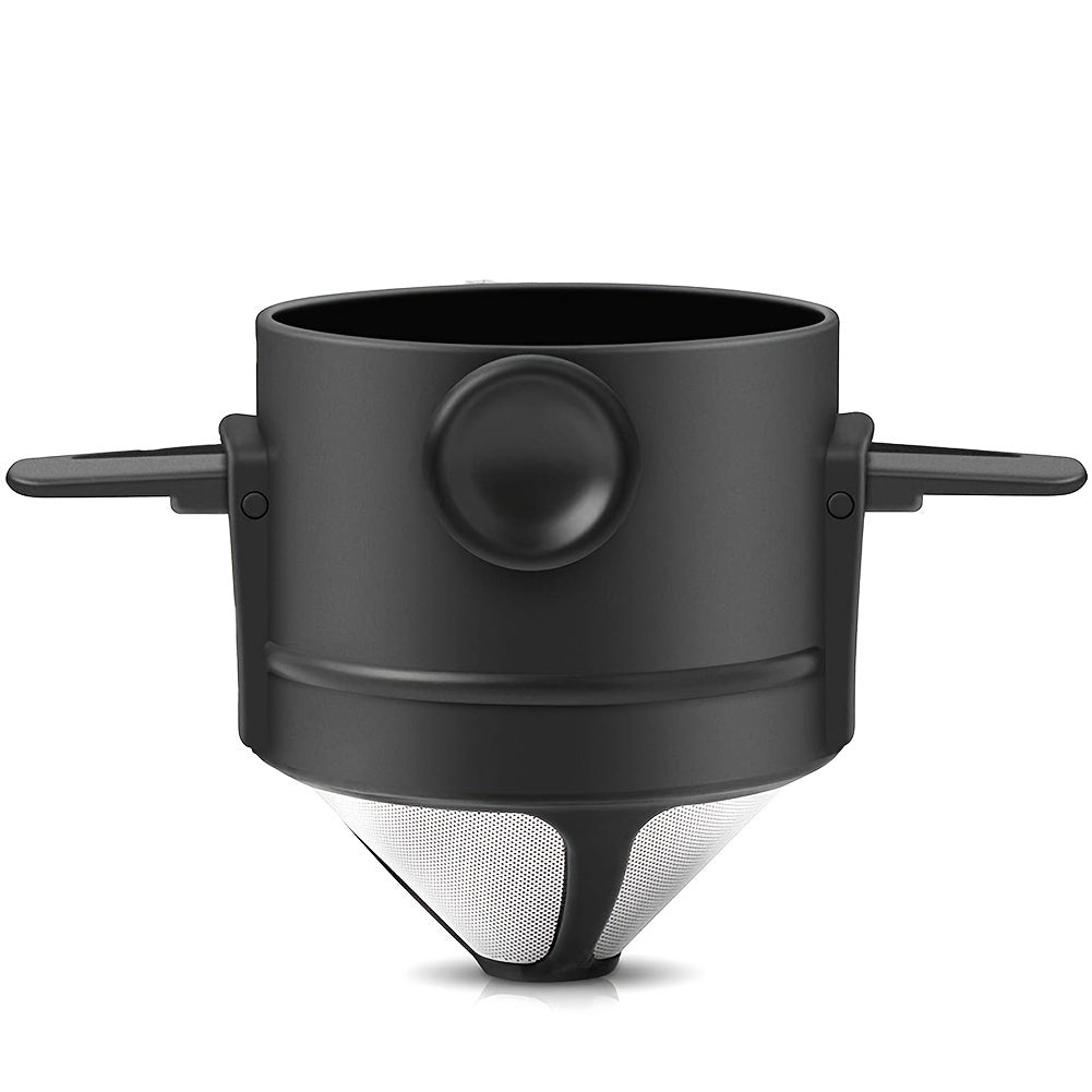 Portable Little Angel Design Foldable Coffee Filter Cup - Durable 304 Stainless Steel, Double Layer Construction for Hand-Pour Coffee, Compact, Lightweight, Easy to Clean