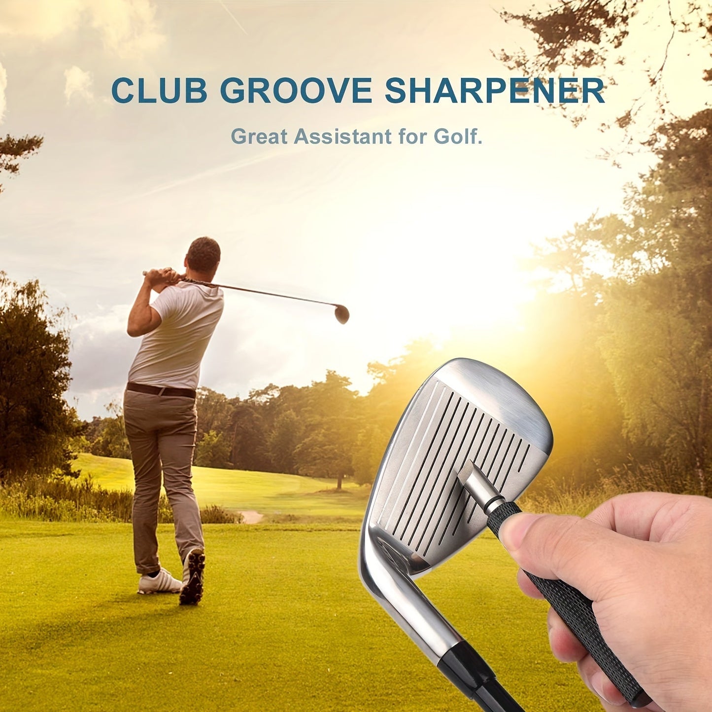 Premium Golf Club Groove Sharpener - Re-grooving Tool and Cleaner for Wedges and Irons, Enhance Spin and Control for Better Shots
