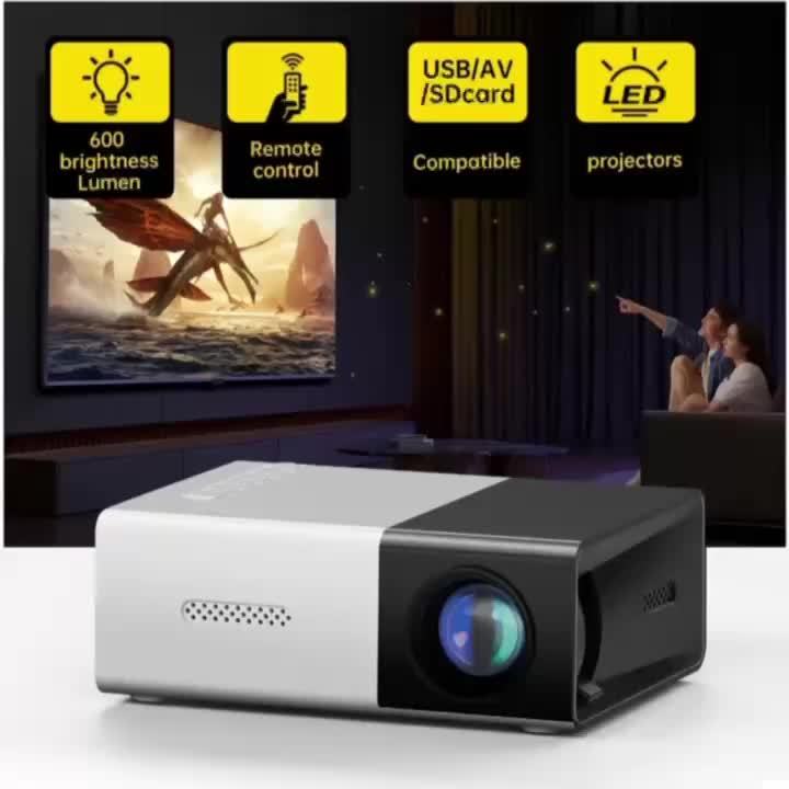 3000+ Lumen HD Mini Portable Projector - Bright LED, USB and SD Connectivity, 3D-Ready - Ideal for Home Cinemas, Outdoor Camping, Multi-Device Compatibility with Remote