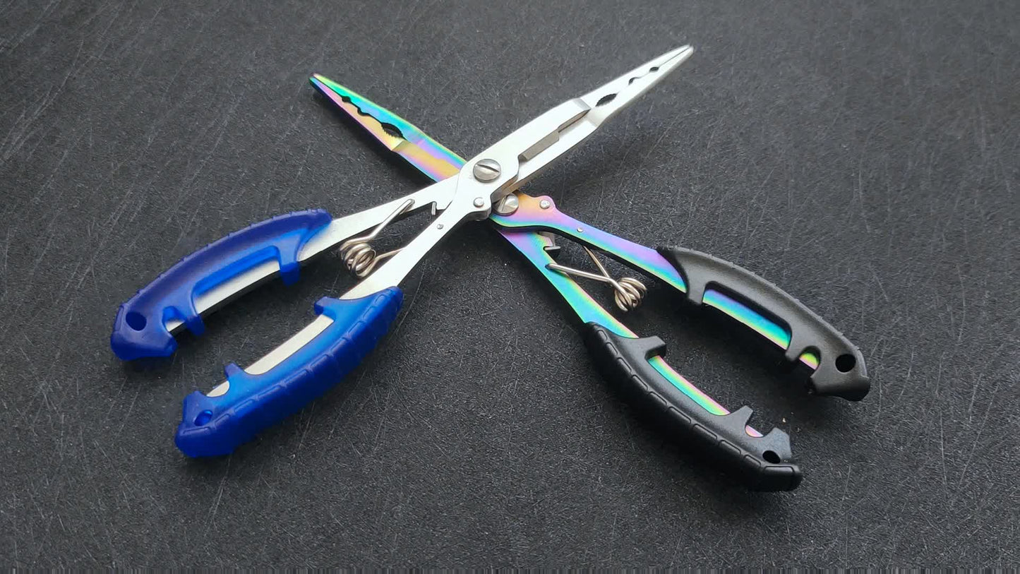 Rust-Proof Saltwater Fishing Pliers with Split Ring Hook Removers - Includes Quick-Access Lanyard and Secure Sheath, Essential Gear for Smooth Tackle Management
