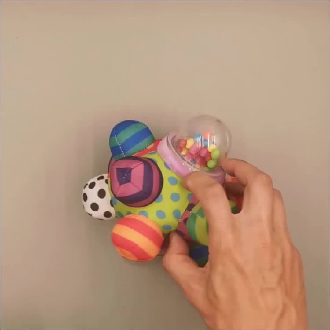 Baby Bomb Ball Rattle - Tactile Sensory 3D Cloth Ball for 0-1 Year Olds, Perfect Hand Grab Toy and Gift for Halloween, Christmas, Thanksgiving