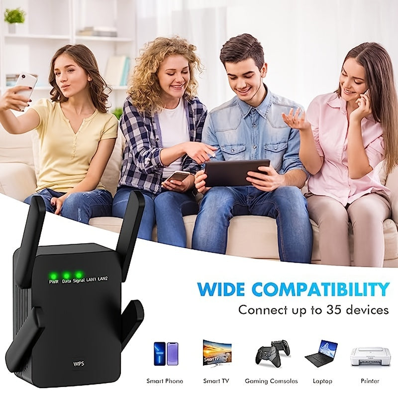 2023 WiFi Extender - 8470 Sq. Ft. Coverage, 2.4GHz, 1-Tap Setup, Ethernet Port, WiFi Booster for Home