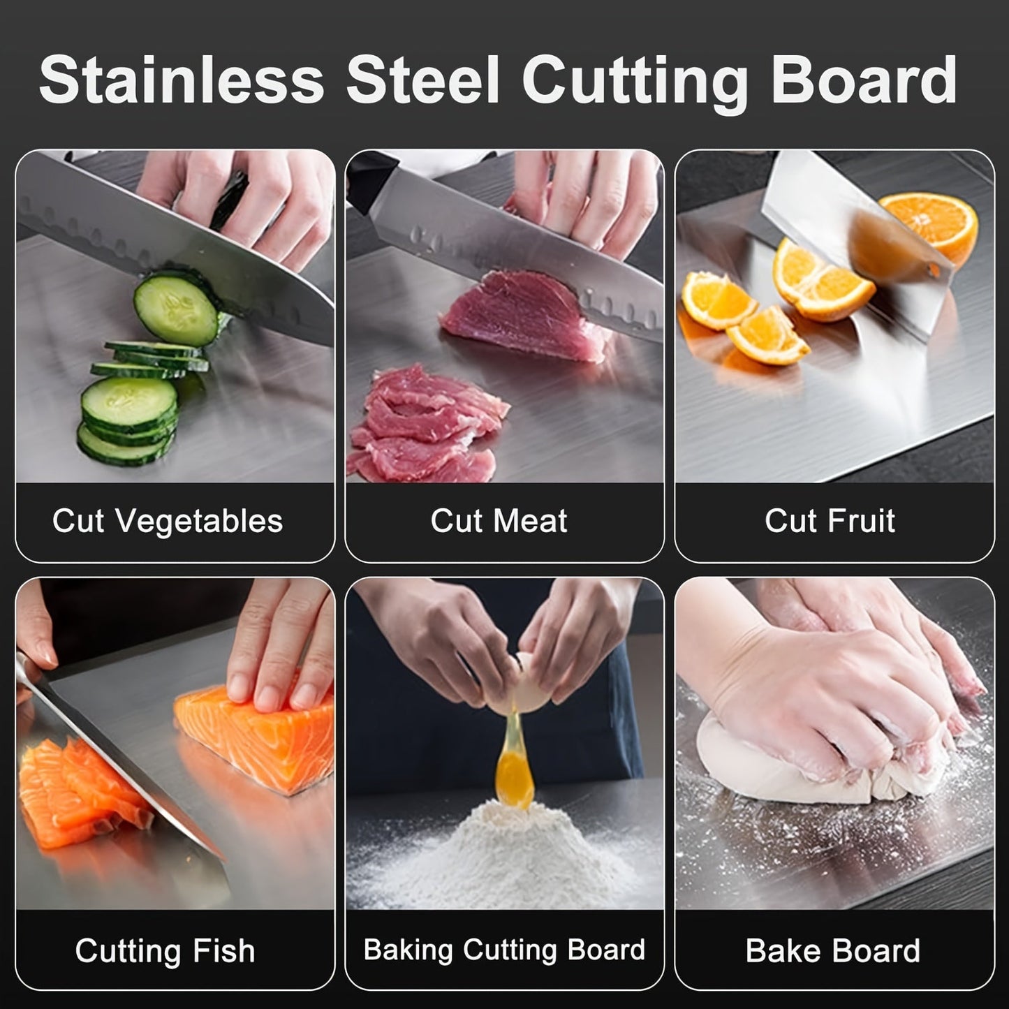 Premium Stainless Steel Cutting Board - Double-Sided, Food-Grade, Preserves Flavors and Easy to Clean
