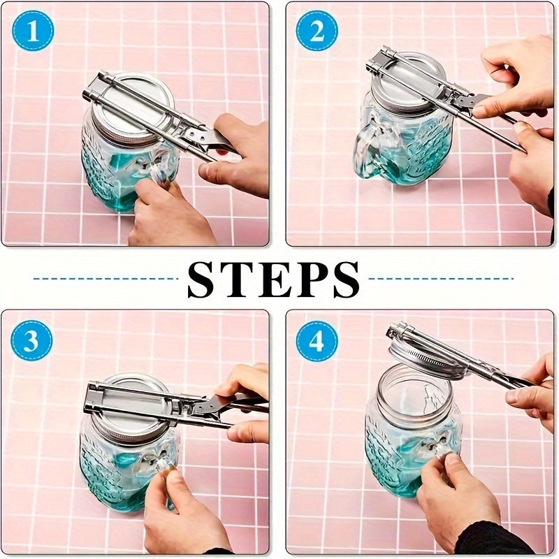 Adjustable Jar and Lid Opener - Stainless Steel Manual Can Opener with Easy Grip, Ideal for Weak Hands and Home Use