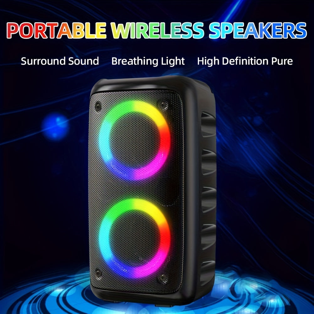 KING LUCKY Boombox Wireless Speaker - Large Stereo Sound, Subwoofer, Outdoor Party Speaker with Microphone, Disco Light, TWS, TF, AUX, MIC, Rechargeable Battery