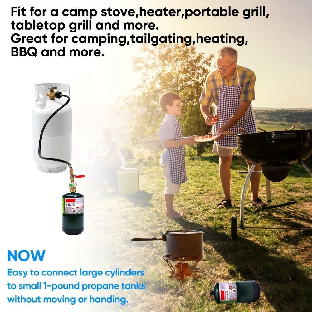 36" Propane Refill Adapter Hose with Pressure Gauge - High-Pressure Camping Grill Connection, 350PSI QCC/Type1 Inlet, 1LB Propane Tank Adapter | ON-Off Control Valve, Durable Construction for Safe Outdoor Cooking