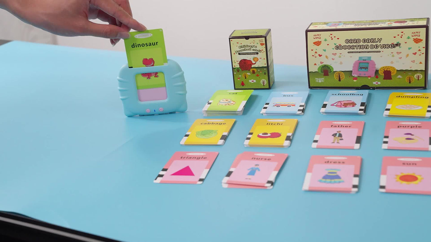 Interactive Montessori Flash Card Toy for Ages 0-3 – Talking Educational Playset with 112 Double-Sided Vocabulary Cards, Bilingual Language Activity for Toddler Sensory Learning, Perfect Kids Gift
