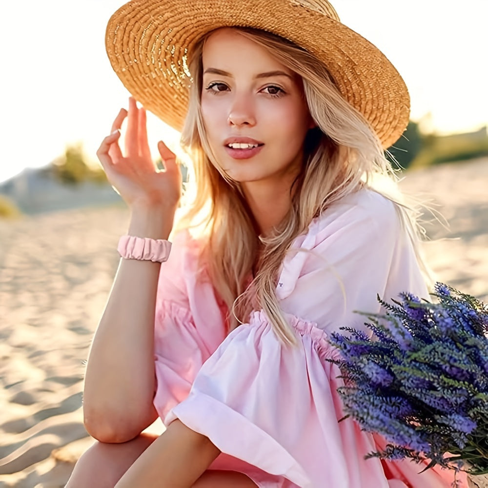 Adjustable Scrunchie Band for Samsung Galaxy Watch 6/5/4 - Soft Stretchy Strap for Women, Compatible with 40mm, 44mm, 45mm, 42mm and 46mm