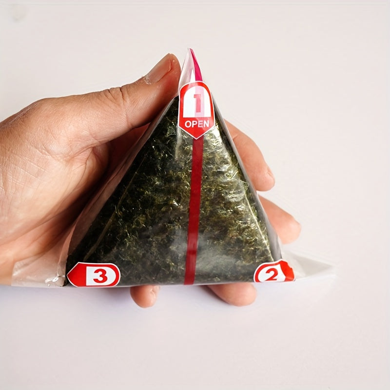 100PCS Authentic Japanese Onigiri Bags - Double-Layered, Leak-Proof Triangle Rice Ball Wrappers for Picnics and Convenience - Stylish and Durable