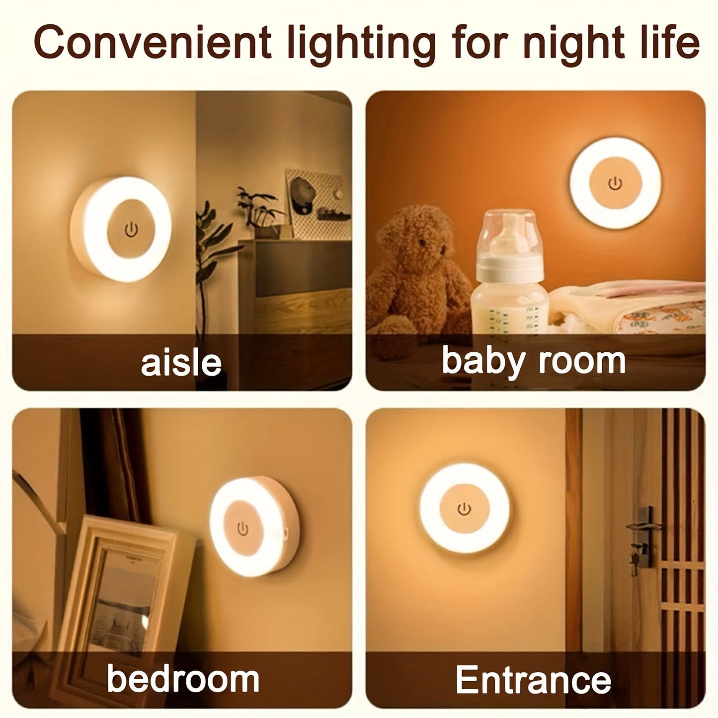 LED Touch Night Light – Dimmable Decorative Light for Bedroom, Aisle, Washroom, Living Room, Wardrobe and Cabinet (Warm/White Light)