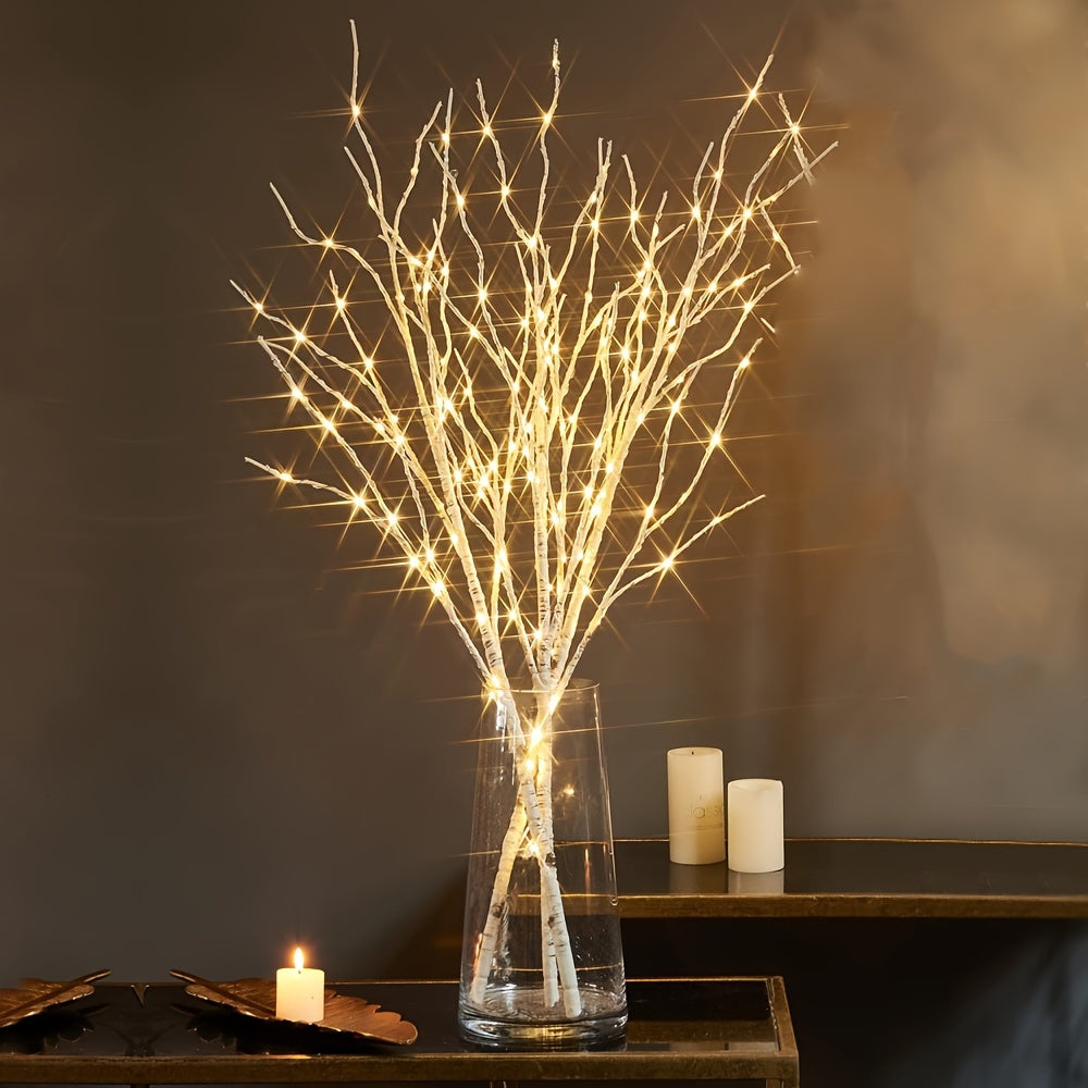 2.62Ft 50LED White Birch Branch Light – Battery-Powered Decorative Light for Christmas, Weddings, Parties, and Home Decoration, Indoor and Outdoor Use