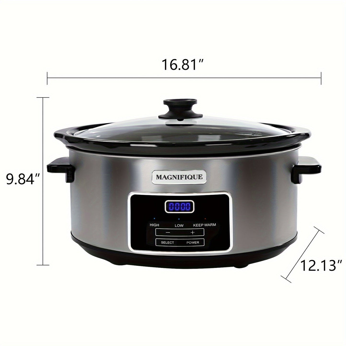 8 Quart Digital Slow Cooker - Programmable Kitchen Appliance with Timer, Heat Settings for Family Dinners, Serves 10+