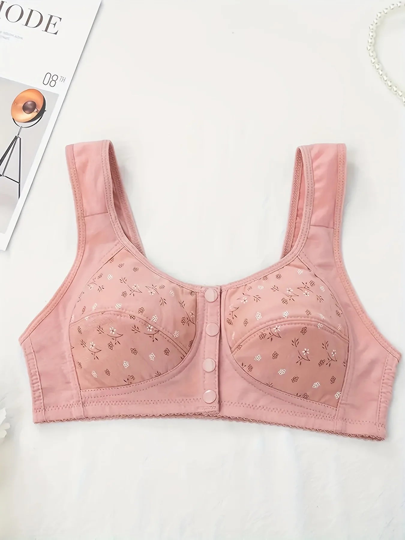 Women’s Floral Front-Buckle Bra Set - 7-Piece Adjustable Breathable Support for Nursing & Everyday Wear