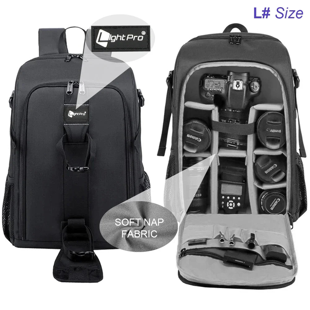 Large Capacity DSLR Camera Backpack - Waterproof Photography Bag with Tripod Holder and Rain Cover for Canon, Nikon, Sony, Pentax