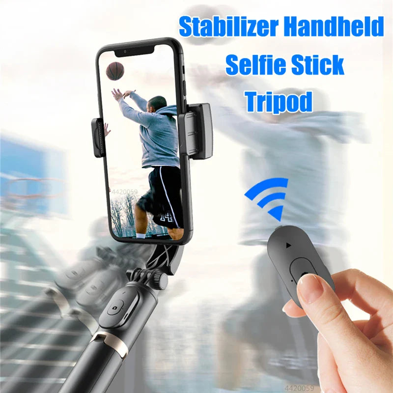 Roreta NEW Gimbal Stabilizer Selfie Stick: Foldable Wireless Tripod with Bluetooth Shutter Monopod for iOS Android