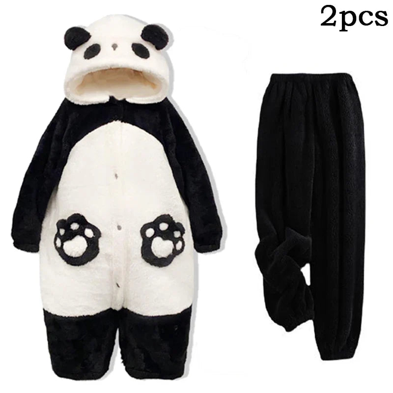 Winter Unisex Panda Robe Costume – Kigurumi Onesie, Unicorn Cosplay Pajamas, Animal Sleepwear Jumpsuit for Adults