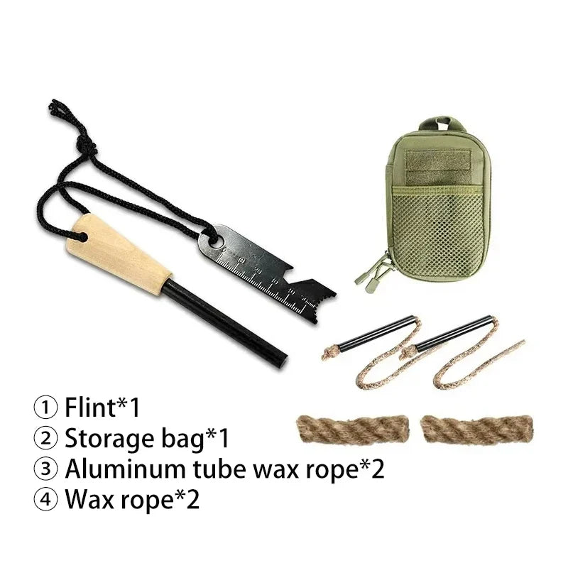 Portable Magnesium Fire Starter Stick – Flint Lighter with Wooden Handle for Outdoor Survival & Camping