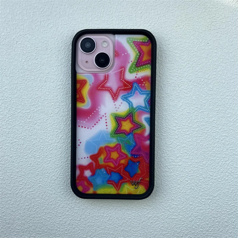 Wildflower Star & Deer iPhone Case – Fashion Strawberry & Polka Dot Cherry Bottom Cover for iPhone 12–16 Pro/Max/Plus