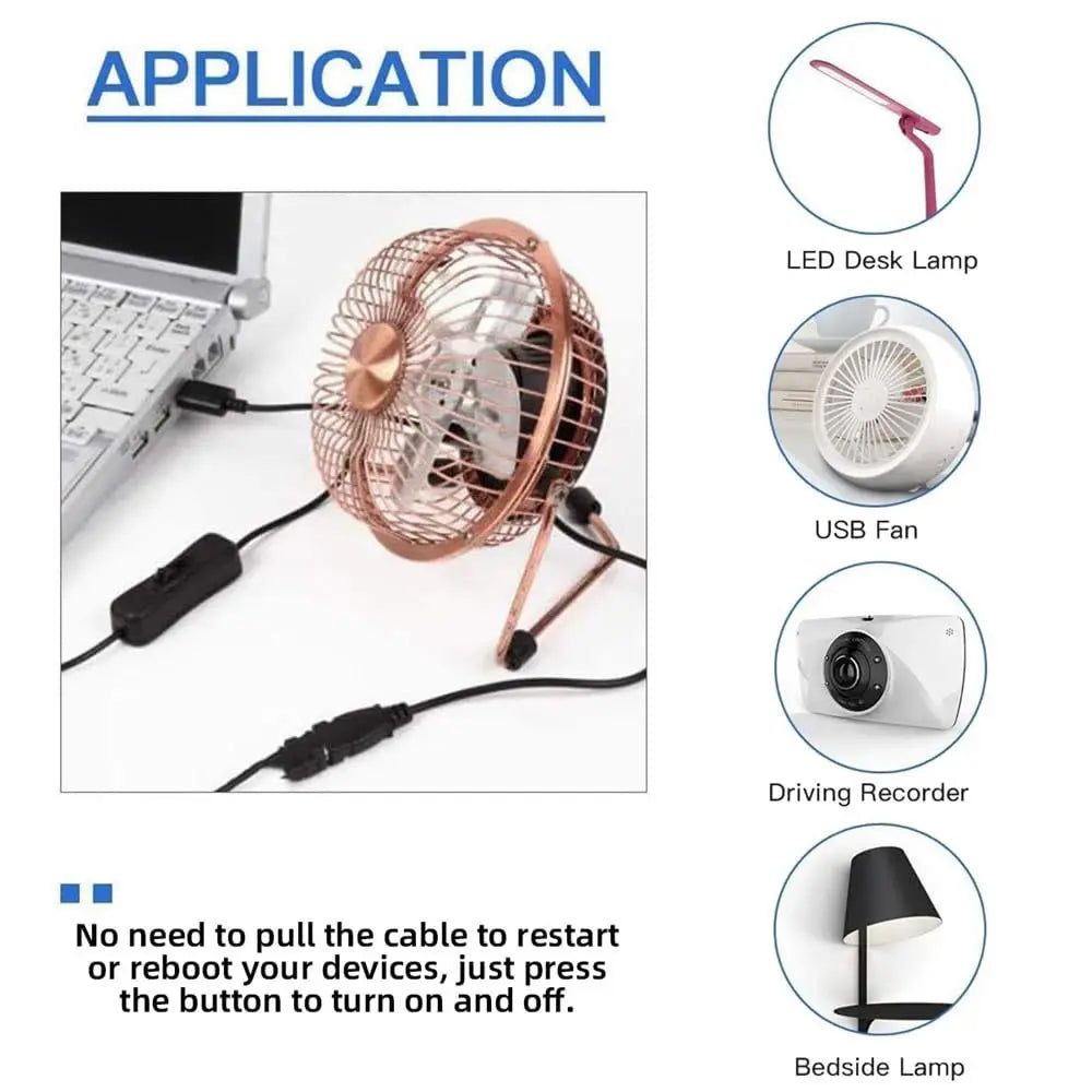 USB Male to Female Extension Cable with On/Off Switch for Dash Cam, LED Lamp, Fan & LED Strips