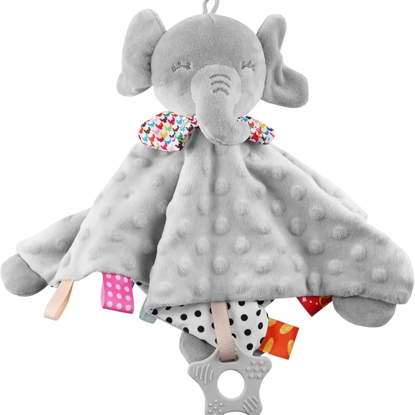 Elephant Baby Comforter Blanket – Soft Soothing Towel with Rattle, Animal Toy for Toddler Sleep and Reassurance