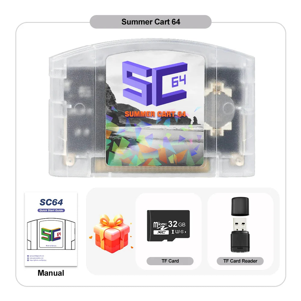 EPICJOY SummerCart 64 – 32GB Open Source N64 Game Card for Nintendo 64 Console, 5400+ Games & 64DD Support