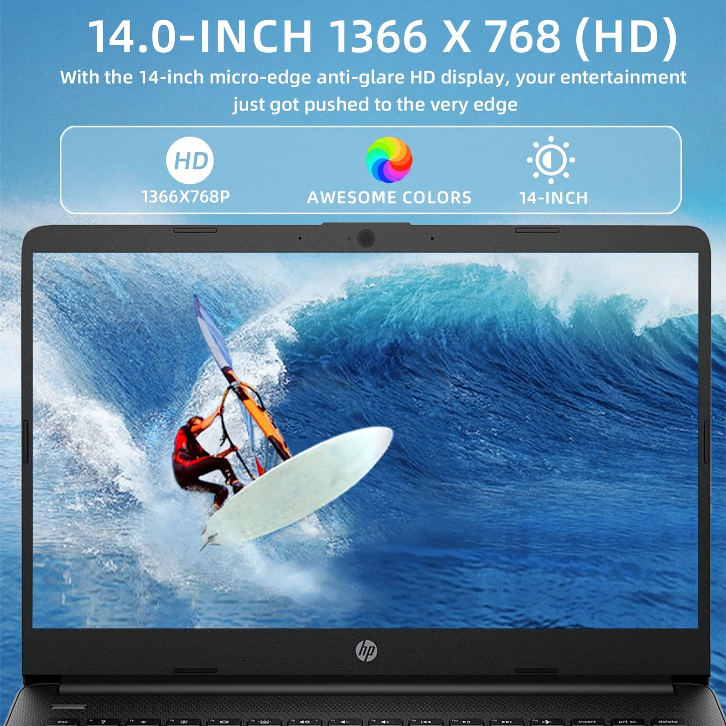 HP 14" Business Laptop — Intel Celeron N4120, 16GB RAM, 384GB Storage, 1-Year Office 365