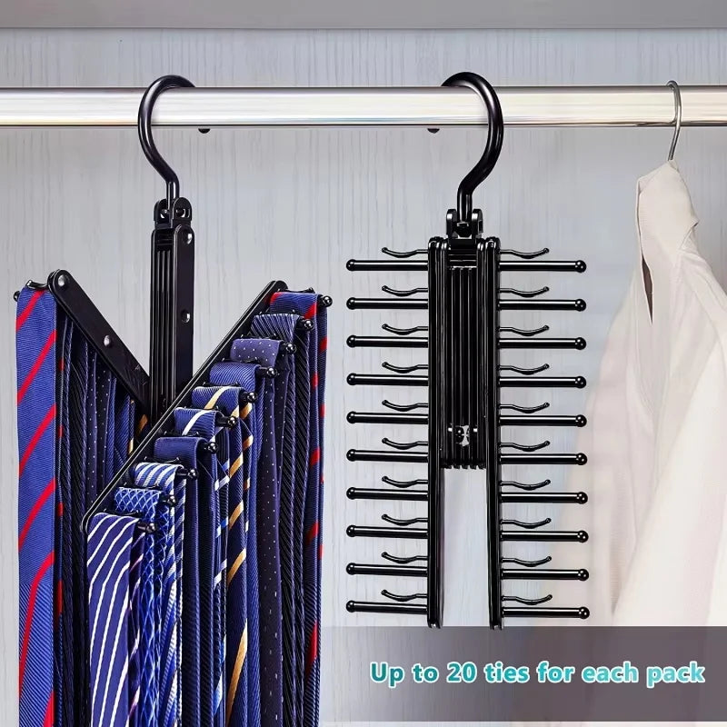 Rotating Tie & Belt Rack β Space-Saving Adjustable Holder with Non-Slip Clips for Home Storage