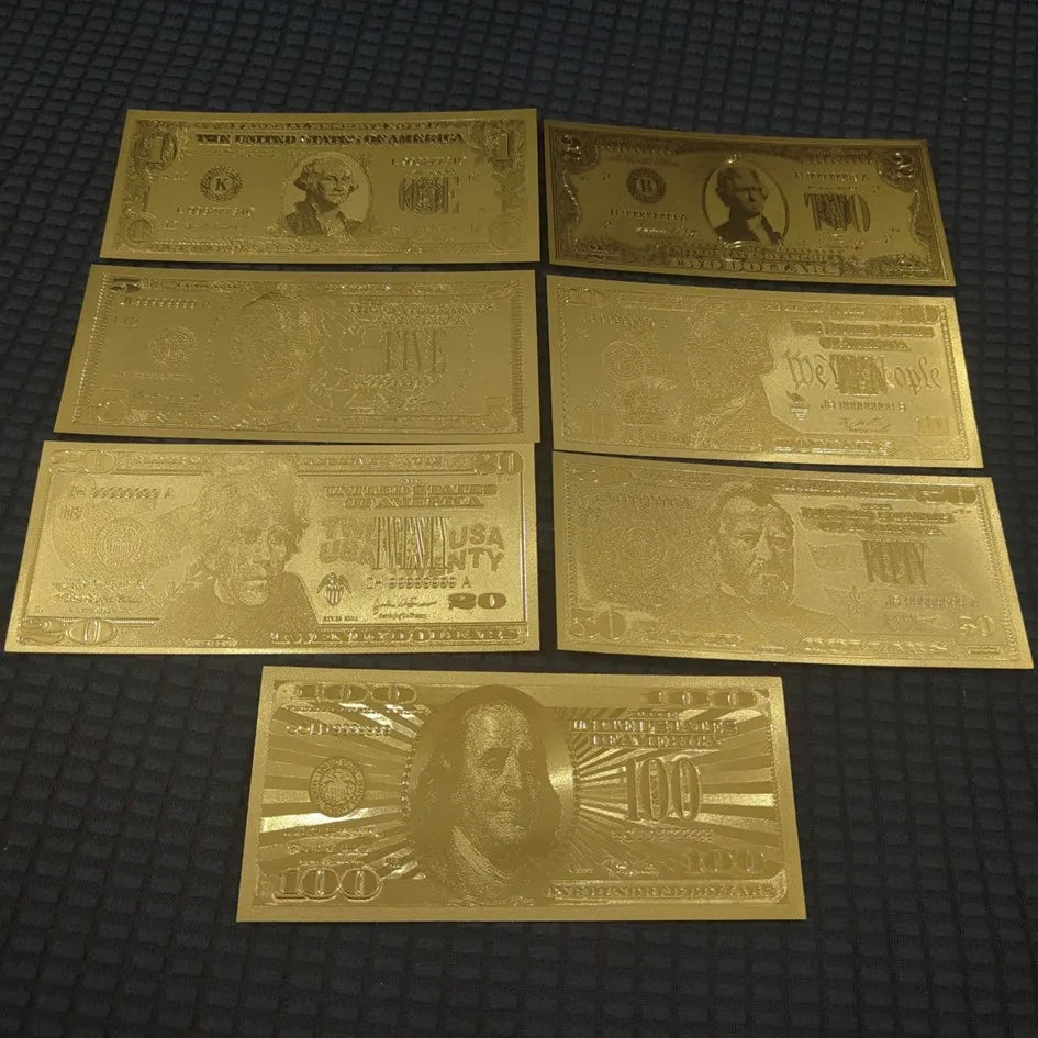 7/8/36Pcs Gold Plated US Dollar Bills – Gold Foil Fake Money for Crafts, Collection & Home Decor