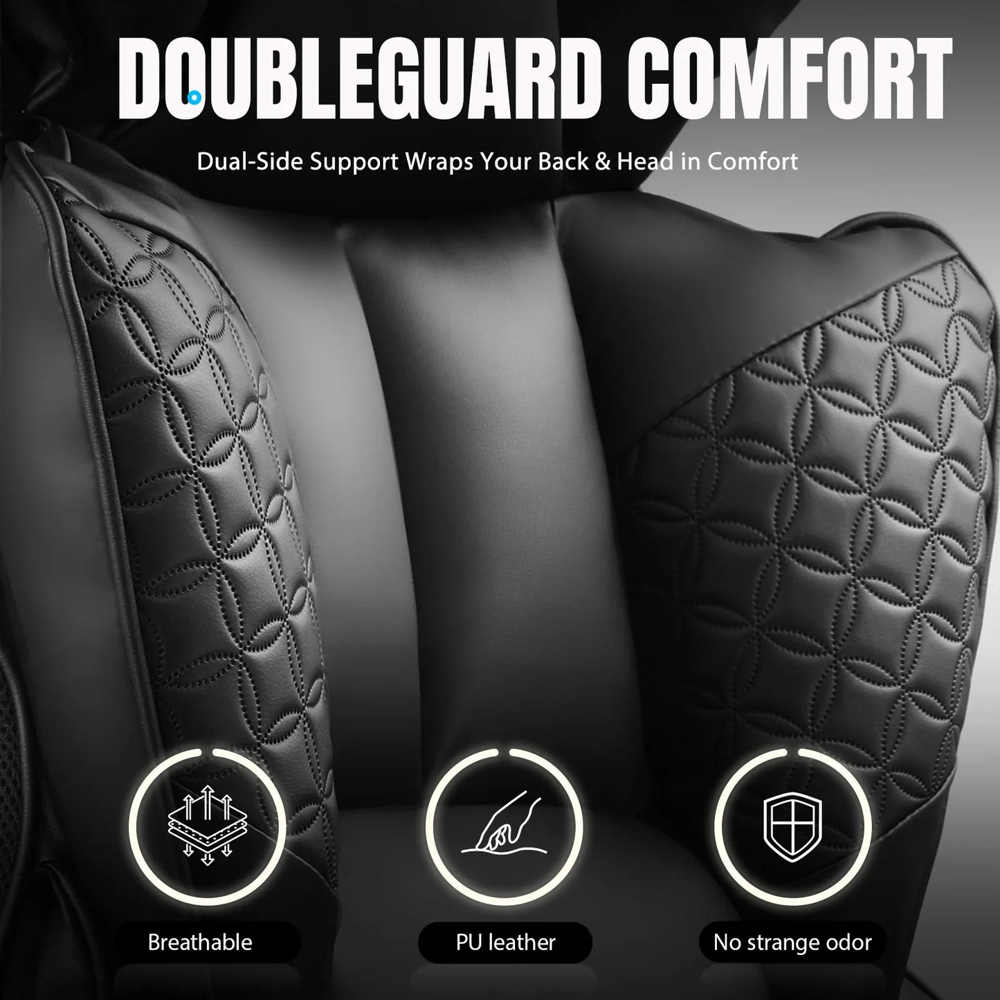 Ergonomic Leather Office Chair - High Back Gaming Chair with Footrest & Adjustable Armrests