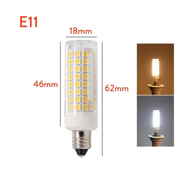 Dimmable LED Corn Light Bulbs – G4/G8/G9/E11/E12/E14/E17/BA15D/GY6.35, 102LEDs 10W-12W 2835 SMD, Cool & Warm White, 110V-220V