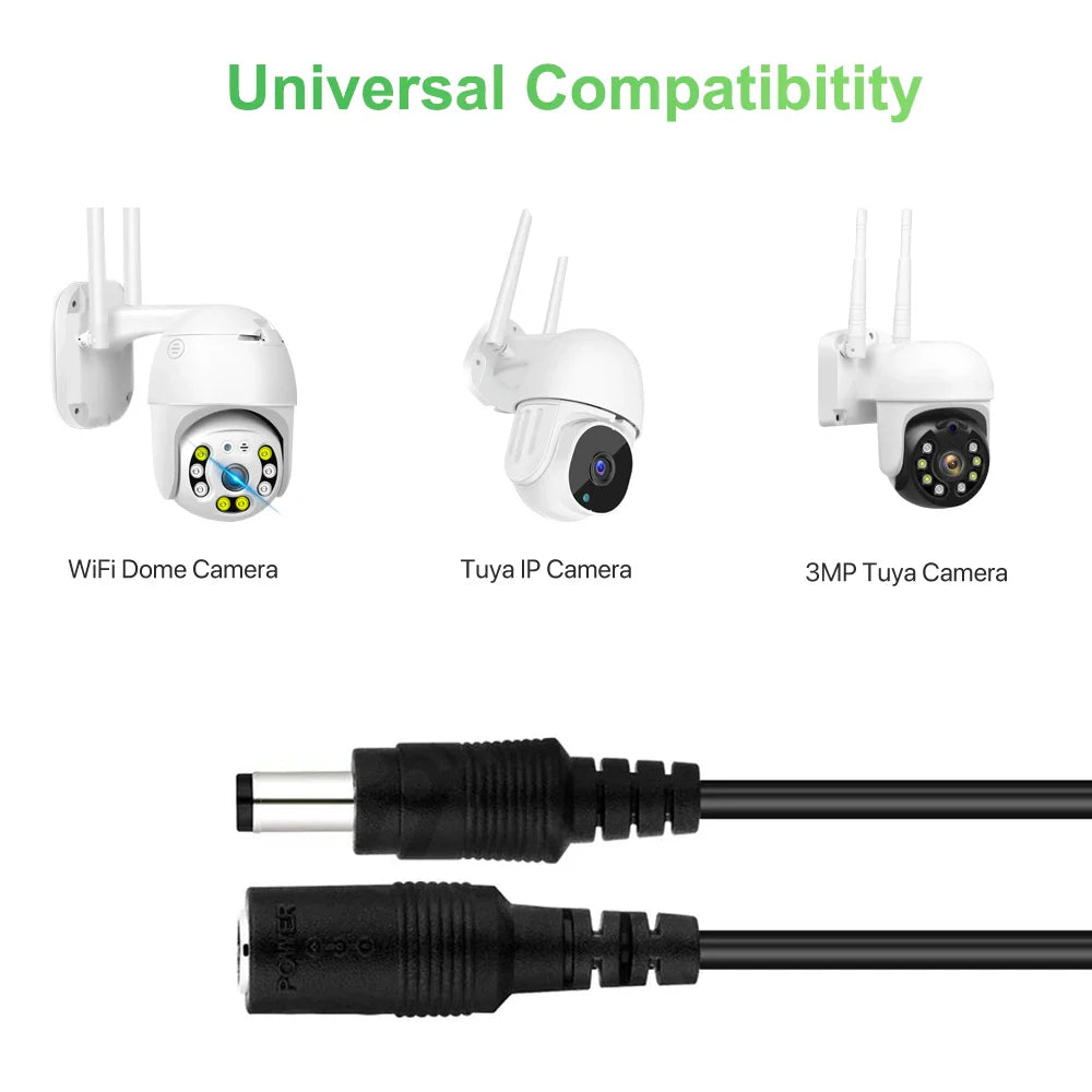 6M/32.8ft DC 12V Power Adapter with 10m Extension Cable - CCTV Security IP Camera Power Adapter, 5.5x2.1mm DC Plug