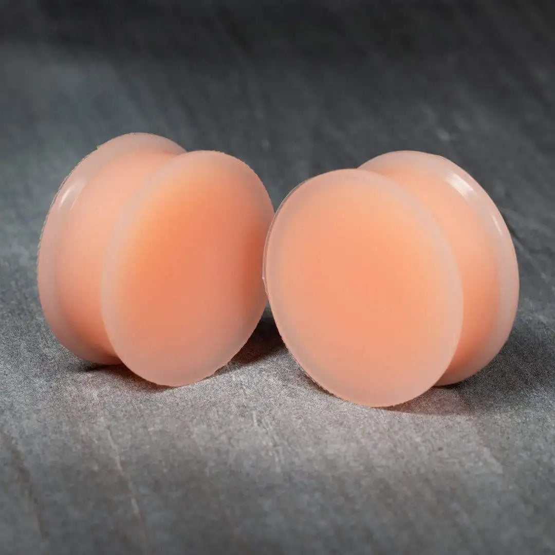 Pair of Flesh Silicone Double Flare Ear Plugs – Large Gauge Ear Expander Piercings, 3mm-50mm