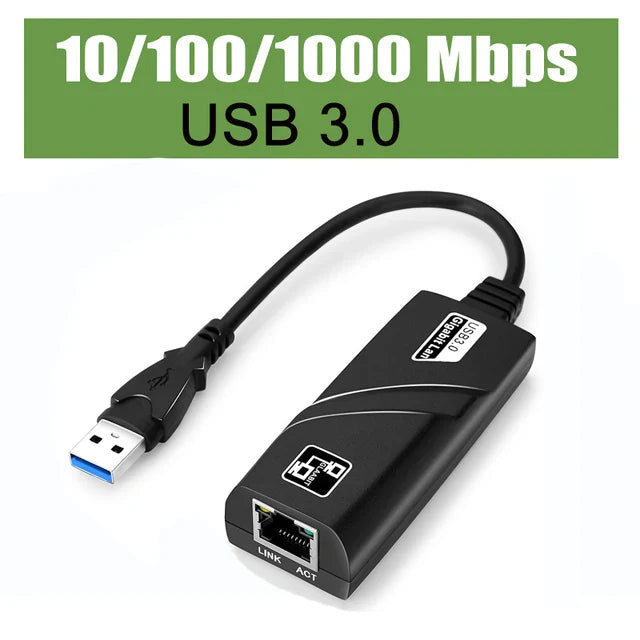 10/100/1000Mbps USB 3.0 Type-C to RJ45 LAN Ethernet Adapter — RTL8153 Network Card for PC, MacBook, Windows Laptop