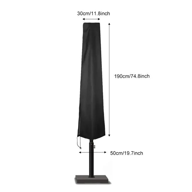 Waterproof 210D Black Patio Umbrella Cover – Durable Outdoor Parasol Protector with Zipper, Fits Market Umbrellas in 6 Sizes