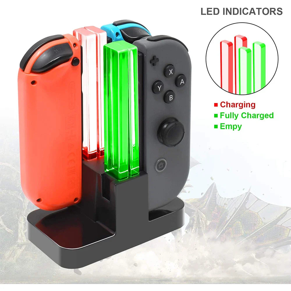 Nintendo Switch 4-Controller Charging Dock โ LED Indicator Charging Station for Joy-Con Accessories
