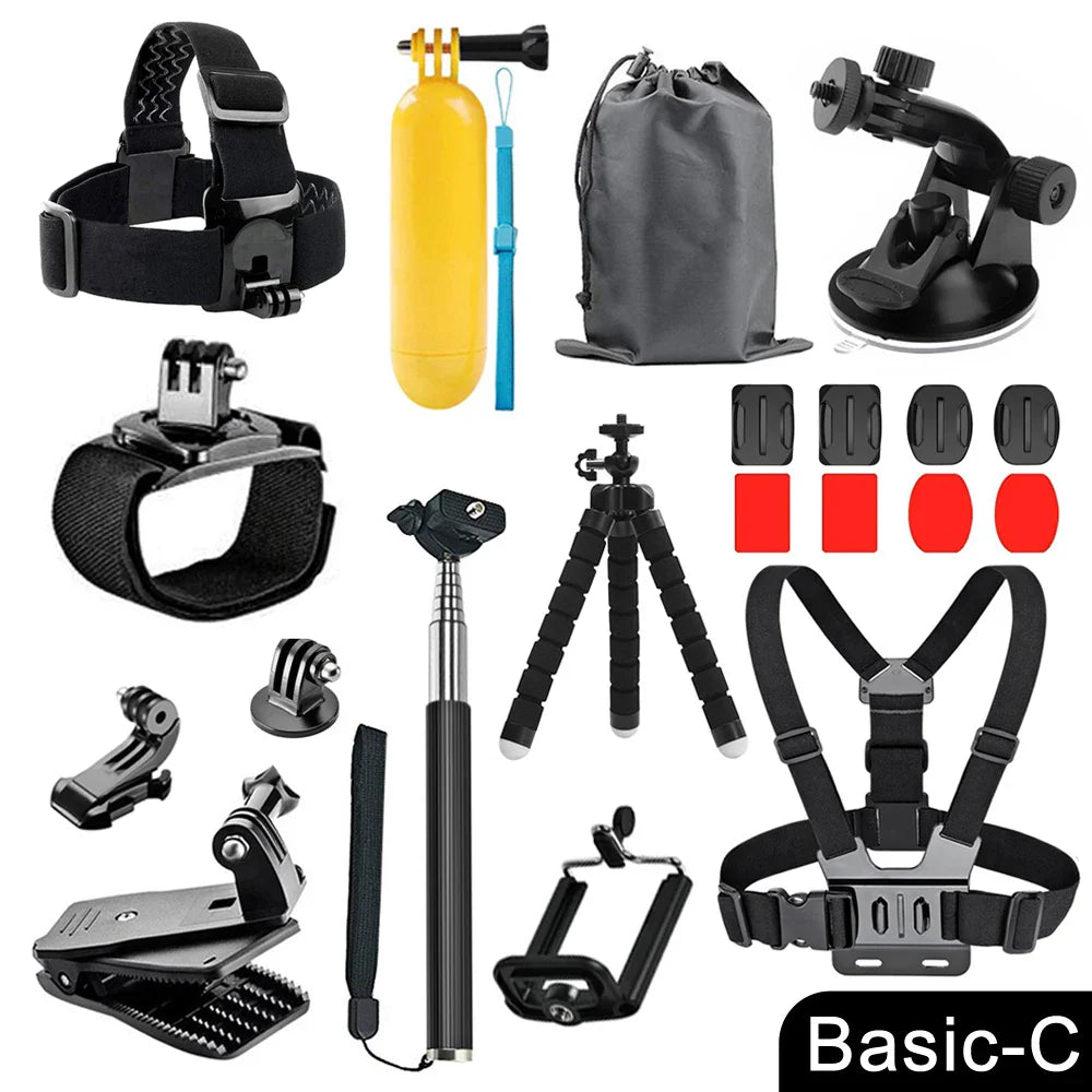 ORBMART GoPro Accessories Set Compatible with Hero 4–13 Black, Mounts for DJI, Insta360, SJCam Action Cameras