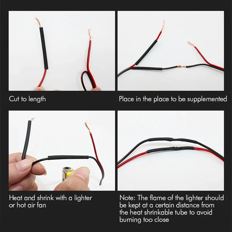 Black Polyolefin Heat Shrink Tube - 2:1 Ratio Insulated Wire Cable Sleeving Tubing Connector Protector 5M 100M