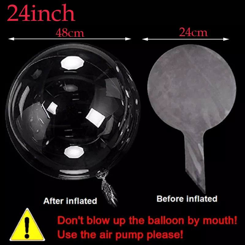 50pc Set of Inflatable Bobo Balloons in Various Sizes - Transparent Globes for Birthday, Wedding, and Baby Shower Decorations